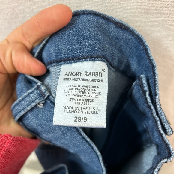 Angry Rabbit High Waisted Wide Leg Jeans Embroidered Rainbow - Picture 10 of 12